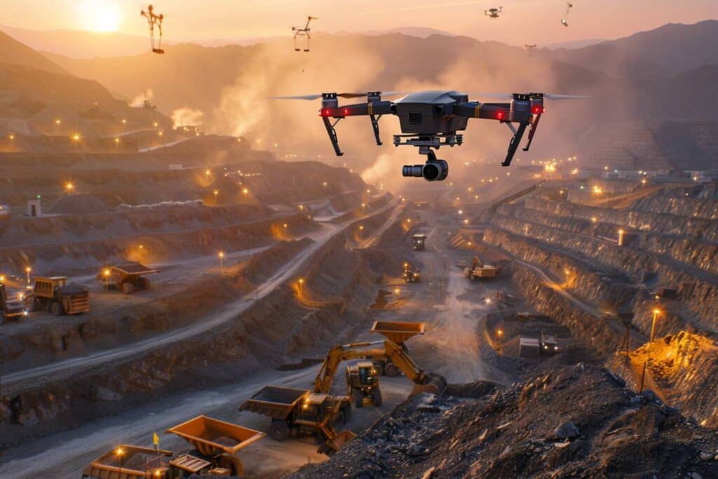 Drones sur un site minier montrant leur utilisation